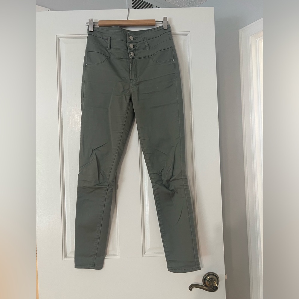 Refuge olive green high waist skinny jeans